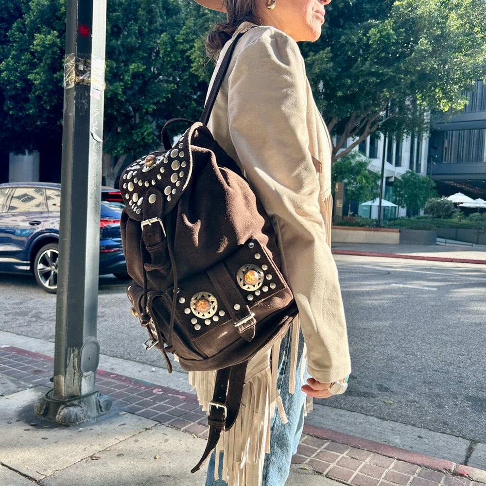 Studded Brown Backpack